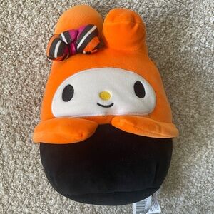 Sanrio My Melody Plush in Orange, Black & White with Striped Bow